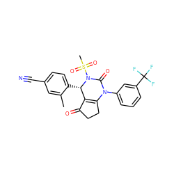 Cc1cc(C#N)ccc1[C@H]1C2=C(CCC2=O)N(c2cccc(C(F)(F)F)c2)C(=O)N1S(C)(=O)=O ZINC001772578663