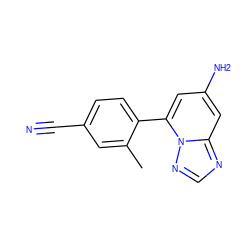 Cc1cc(C#N)ccc1-c1cc(N)cc2ncnn12 ZINC001772650353