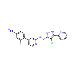 Cc1cc(C#N)ccc1-c1ccnc(NCc2n[nH]c(-c3ccccn3)c2Cl)c1 ZINC000095560097