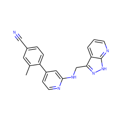 Cc1cc(C#N)ccc1-c1ccnc(NCc2n[nH]c3ncccc23)c1 ZINC000095562417