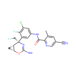 Cc1cc(C#N)cnc1C(=O)Nc1cc(Cl)c(F)c([C@@]2(CF)N=C(N)O[C@@H]3C[C@@H]32)c1 ZINC000226078701