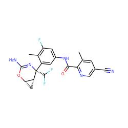 Cc1cc(C#N)cnc1C(=O)Nc1cc(F)c(C)c([C@]2(C(F)F)N=C(N)O[C@H]3C[C@H]32)c1 ZINC000226059013