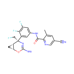 Cc1cc(C#N)cnc1C(=O)Nc1cc(F)c(F)c([C@@]2(CF)N=C(N)O[C@@H]3C[C@@H]32)c1 ZINC000226098099