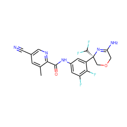 Cc1cc(C#N)cnc1C(=O)Nc1cc(F)c(F)c([C@]2(C(F)F)COCC(N)=N2)c1 ZINC000200845956