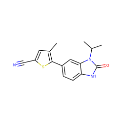 Cc1cc(C#N)sc1-c1ccc2[nH]c(=O)n(C(C)C)c2c1 ZINC000028466742