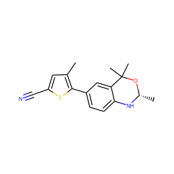 Cc1cc(C#N)sc1-c1ccc2c(c1)C(C)(C)O[C@H](C)N2 ZINC000013439636