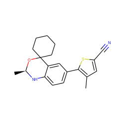 Cc1cc(C#N)sc1-c1ccc2c(c1)C1(CCCCC1)O[C@H](C)N2 ZINC000027874497