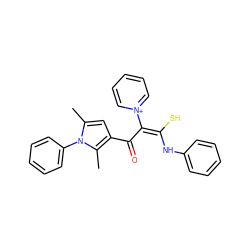 Cc1cc(C(=O)/C(=C(/S)Nc2ccccc2)[n+]2ccccc2)c(C)n1-c1ccccc1 ZINC000009562981