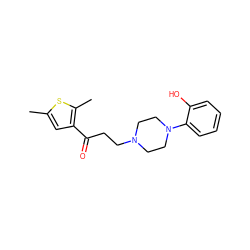 Cc1cc(C(=O)CCN2CCN(c3ccccc3O)CC2)c(C)s1 ZINC000013861780