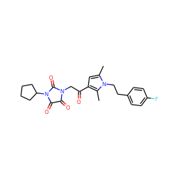 Cc1cc(C(=O)CN2C(=O)C(=O)N(C3CCCC3)C2=O)c(C)n1CCc1ccc(F)cc1 ZINC000013120844