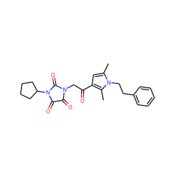 Cc1cc(C(=O)CN2C(=O)C(=O)N(C3CCCC3)C2=O)c(C)n1CCc1ccccc1 ZINC000005628629