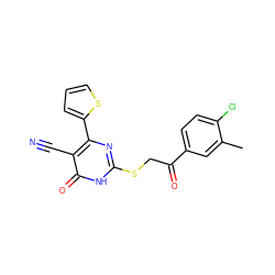 Cc1cc(C(=O)CSc2nc(-c3cccs3)c(C#N)c(=O)[nH]2)ccc1Cl ZINC000001043118