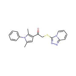 Cc1cc(C(=O)CSc2nnc3ccccn23)c(C)n1-c1ccccc1 ZINC000000959200