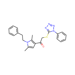 Cc1cc(C(=O)CSc2nnnn2-c2ccccc2)c(C)n1CCc1ccccc1 ZINC000000944663