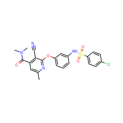 Cc1cc(C(=O)N(C)C)c(C#N)c(Oc2cccc(NS(=O)(=O)c3ccc(Cl)cc3)c2)n1 ZINC000096271591