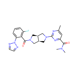 Cc1cc(C(=O)N(C)C)nc(N2C[C@H]3CN(C(=O)c4c(F)cccc4-n4nccn4)C[C@H]3C2)n1 ZINC000116826061