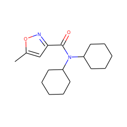 Cc1cc(C(=O)N(C2CCCCC2)C2CCCCC2)no1 ZINC000002497926