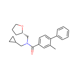 Cc1cc(C(=O)N(CC2CC2)C[C@@H]2CCCO2)ccc1-c1ccccc1 ZINC000040914304