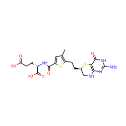 Cc1cc(C(=O)N[C@@H](CCC(=O)O)C(=O)O)sc1CC[C@@H]1CNc2nc(N)[nH]c(=O)c2S1 ZINC000004959712