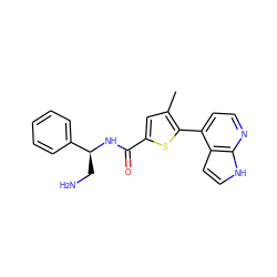 Cc1cc(C(=O)N[C@@H](CN)c2ccccc2)sc1-c1ccnc2[nH]ccc12 ZINC000040401551