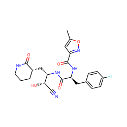 Cc1cc(C(=O)N[C@@H](Cc2ccc(F)cc2)C(=O)N[C@@H](C[C@@H]2CCCNC2=O)[C@@H](O)C#N)no1 ZINC000653795287