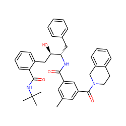 Cc1cc(C(=O)N[C@@H](Cc2ccccc2)[C@H](O)Cc2ccccc2C(=O)NC(C)(C)C)cc(C(=O)N2CCc3ccccc3C2)c1 ZINC000027769421