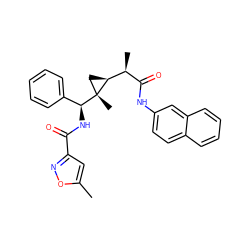 Cc1cc(C(=O)N[C@@H](c2ccccc2)[C@]2(C)C[C@H]2[C@@H](C)C(=O)Nc2ccc3ccccc3c2)no1 ZINC000008829590