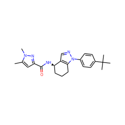 Cc1cc(C(=O)N[C@@H]2CCCc3c2cnn3-c2ccc(C(C)(C)C)cc2)nn1C ZINC000015072919