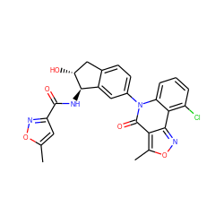 Cc1cc(C(=O)N[C@@H]2c3cc(-n4c(=O)c5c(C)onc5c5c(Cl)cccc54)ccc3C[C@H]2O)no1 ZINC000027988433