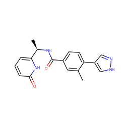 Cc1cc(C(=O)N[C@H](C)c2cccc(=O)[nH]2)ccc1-c1cn[nH]c1 ZINC001772629772