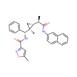 Cc1cc(C(=O)N[C@H](c2ccccc2)[C@@]2(C)C[C@@H]2[C@@H](C)C(=O)Nc2ccc3ccccc3c2)no1 ZINC000008019341