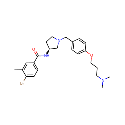 Cc1cc(C(=O)N[C@H]2CCN(Cc3ccc(OCCCN(C)C)cc3)C2)ccc1Br ZINC000028472684