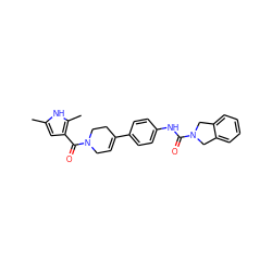 Cc1cc(C(=O)N2CC=C(c3ccc(NC(=O)N4Cc5ccccc5C4)cc3)CC2)c(C)[nH]1 ZINC000166322391