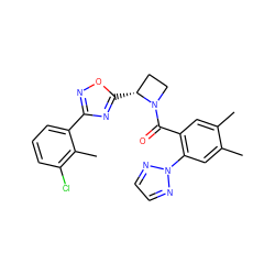 Cc1cc(C(=O)N2CC[C@H]2c2nc(-c3cccc(Cl)c3C)no2)c(-n2nccn2)cc1C ZINC000218055587