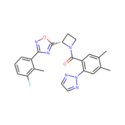 Cc1cc(C(=O)N2CC[C@H]2c2nc(-c3cccc(F)c3C)no2)c(-n2nccn2)cc1C ZINC000218093394