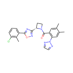 Cc1cc(C(=O)N2CC[C@H]2c2noc(-c3cccc(Cl)c3C)n2)c(-n2nccn2)cc1C ZINC000218120667