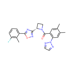 Cc1cc(C(=O)N2CC[C@H]2c2noc(-c3cccc(F)c3C)n2)c(-n2nccn2)cc1C ZINC000218155229