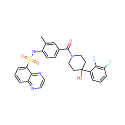 Cc1cc(C(=O)N2CCC(O)(c3cccc(F)c3F)CC2)ccc1NS(=O)(=O)c1cccc2nccnc12 ZINC000217630578