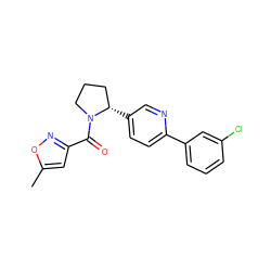 Cc1cc(C(=O)N2CCC[C@@H]2c2ccc(-c3cccc(Cl)c3)nc2)no1 ZINC000072142839