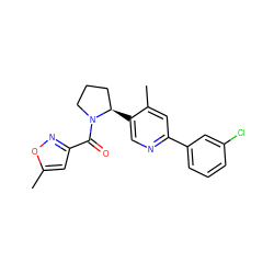 Cc1cc(C(=O)N2CCC[C@H]2c2cnc(-c3cccc(Cl)c3)cc2C)no1 ZINC000072177883