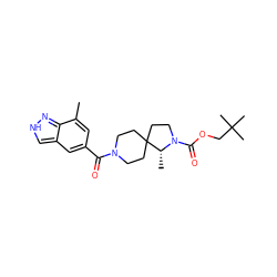 Cc1cc(C(=O)N2CCC3(CC2)CCN(C(=O)OCC(C)(C)C)[C@@H]3C)cc2c[nH]nc12 ZINC000473153259