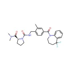 Cc1cc(C(=O)N2CCCC(F)(F)c3ccccc32)ccc1CNC(=O)N1CCC[C@H]1C(=O)N(C)C ZINC000040403918