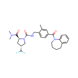 Cc1cc(C(=O)N2CCCCc3ccccc32)ccc1CNC(=O)N1C[C@H](C(F)F)C[C@H]1C(=O)N(C)C ZINC000040406522