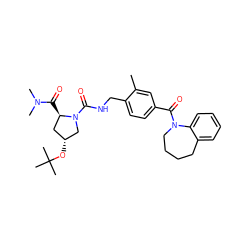 Cc1cc(C(=O)N2CCCCc3ccccc32)ccc1CNC(=O)N1C[C@H](OC(C)(C)C)C[C@H]1C(=O)N(C)C ZINC000042835881