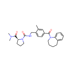 Cc1cc(C(=O)N2CCCCc3ccccc32)ccc1CNC(=O)N1CCC[C@H]1C(=O)N(C)C ZINC000038471398