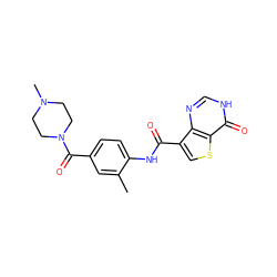 Cc1cc(C(=O)N2CCN(C)CC2)ccc1NC(=O)c1csc2c(=O)[nH]cnc12 ZINC000653893486