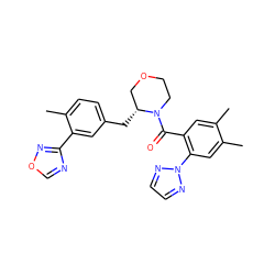 Cc1cc(C(=O)N2CCOC[C@H]2Cc2ccc(C)c(-c3ncon3)c2)c(-n2nccn2)cc1C ZINC000205660140