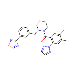 Cc1cc(C(=O)N2CCOC[C@H]2Cc2cccc(-c3ncon3)c2)c(-n2nccn2)cc1C ZINC000205662612