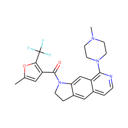 Cc1cc(C(=O)N2CCc3cc4ccnc(N5CCN(C)CC5)c4cc32)c(C(F)(F)F)o1 ZINC000028528928