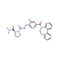 Cc1cc(C(=O)N2CCc3ccccc3-c3ccccc32)ccc1CNC(=O)N1CCC[C@H]1C(=O)N(C)C ZINC000040405302